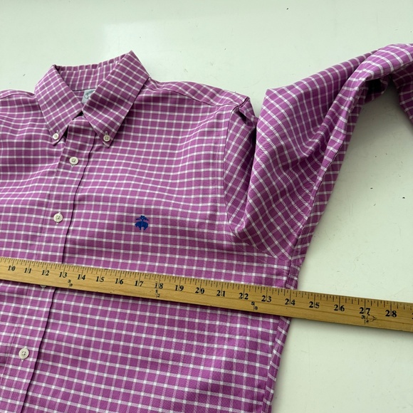 Brooks Brothers Light Lavender Royal Logo Button Down Shirt Mens LARGE SLIM FIT - Picture 6 of 8